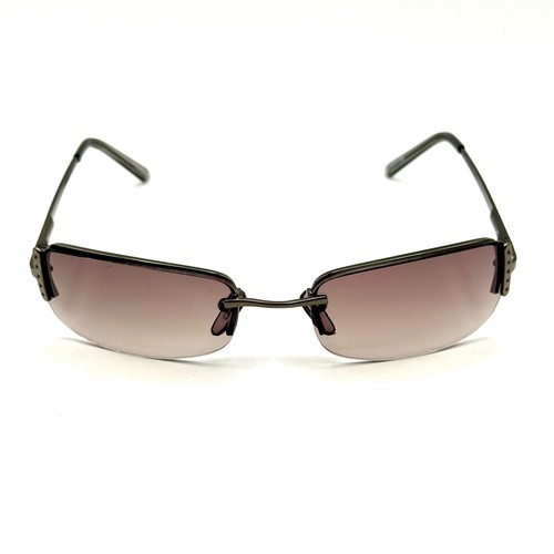 Fashion Rimless Oval Sunglasses Grey Metal Designer Frame Gradient Lens 90's Y2k