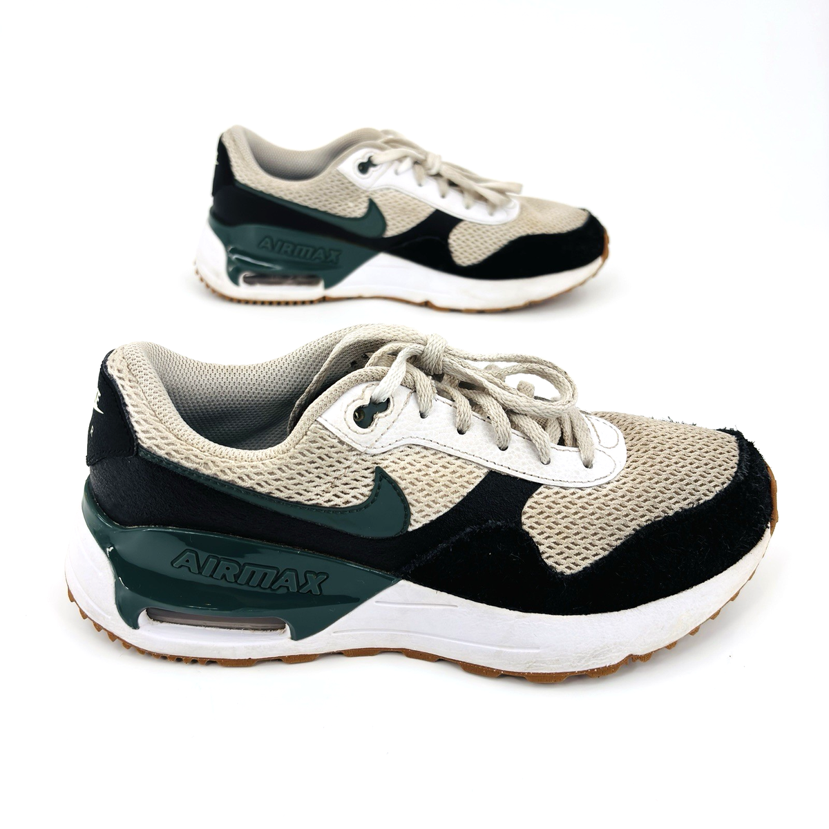 Youth 5.5Y Nike Air Max SYSTM GS White Black Vintage Green