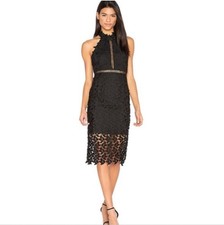 Bardot Size 6 / S Gemma Black Lace Halter Sleeveless Midi Length Cocktail Dress