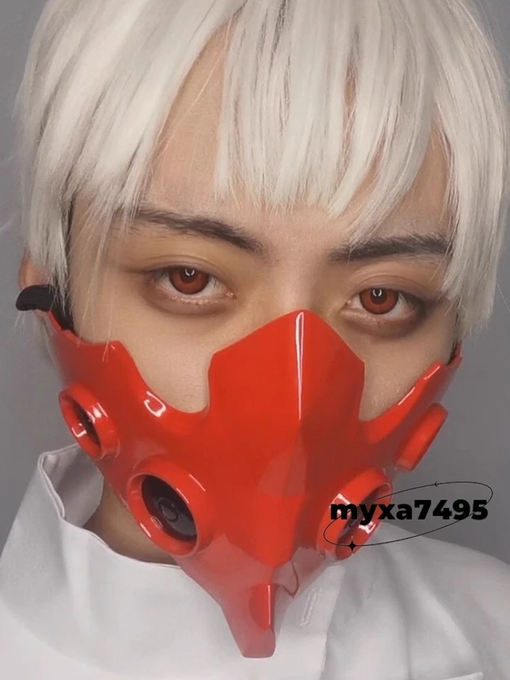 Tokyo Ghoul Duoduoliang Mask Cosplay Tatara Half Face Mask Halloween Red Prop - Image 2 of 4