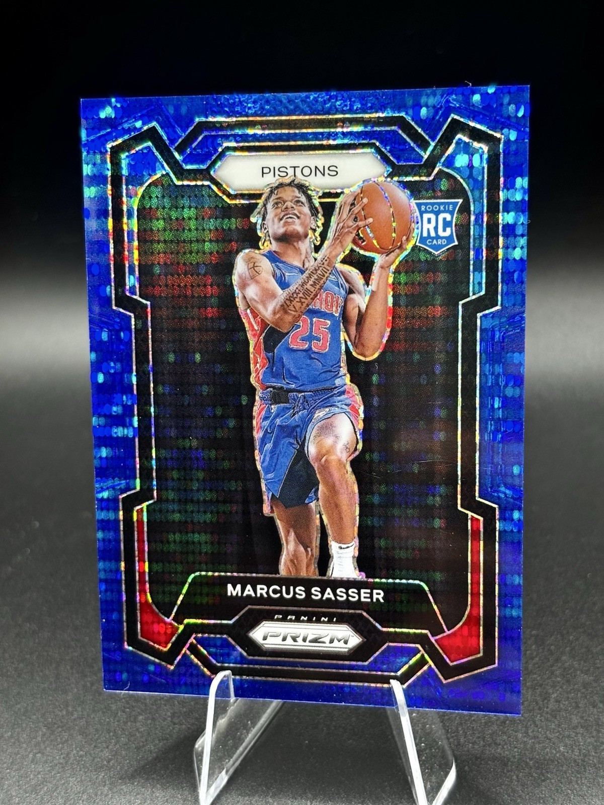 2023-24 Panini Prizm - Marcus Sasser #174 Blue Seismic Prizm /99 (RC)