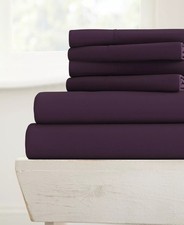 ienjoy HOME SOLID IN STYLE 6 PIECE KING SHEET SET PURPLE MICROFIBER