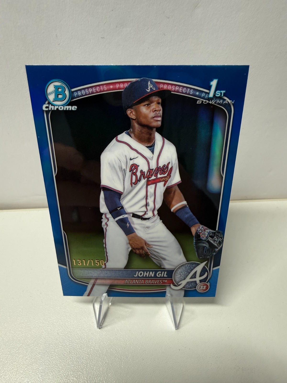 John Gil 2025 Bowman Chrome 1st Blue Refractor /150 #BCP-172 Braves