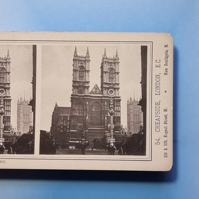 London Stereoview 3D um 1885 Westfront der Westminster Abbey England