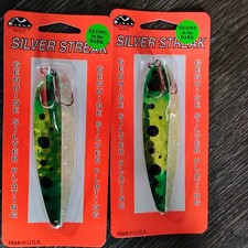 2 Wolverine Silver Streak Magnum Salmon Spoons  Metallic green froggie