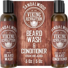 Beard Wash  Beard Conditioner Set w/Argan  Jojoba Oils - Softens  Strengthens