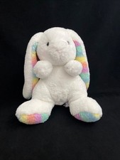 Aurora Rainbow Easter Bunny 9" Sitting Plush Soft Plush Toy White Hard Eyes