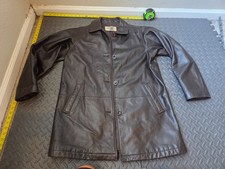 Eddie Bauer Leather Jacket Mens Large Brown Button Front Quilted S6