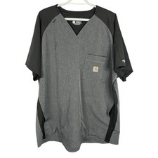 Carhartt Force Men's 2 Tone Raglan Scrub Top Gray/Black Modern Fit - Size XL
