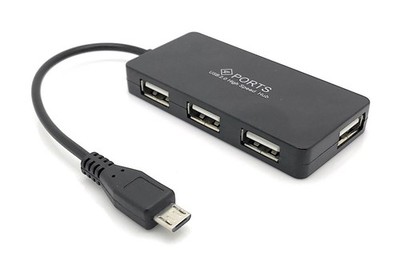 4 Port Micro USB 2.0 OTG Hub schwarz Raspberry Pi Zero Android Verteiler