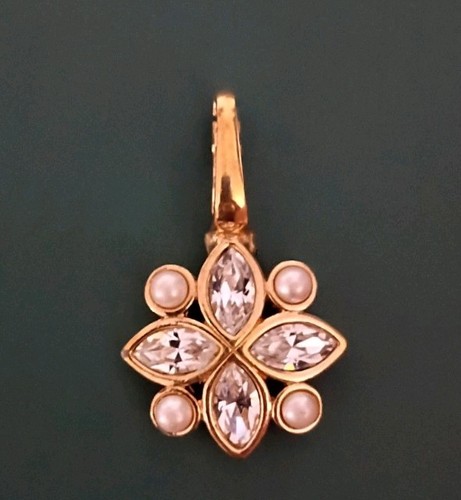 Vintage S.A.L. Swarovski 22kt Gold Plated Pearl Crystal Pendant 