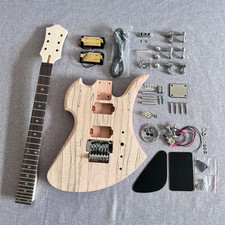 Unfinished mockingbird Electric Guitar DIY Kit Quilted Maple Top CR part bolt-on