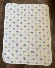 Disney Babies Vtg Cotton Receiving baby nursery Blanket Mickey Minnie Pluto USA