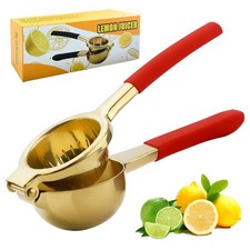 Lemon Squeezer,304 Stainless Steel Citrus 8.46 2.99 2.2 inch, Gold Red