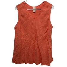Match Point USA Size Small 100% Linen Sleeveless V- Neck Top Lightweight