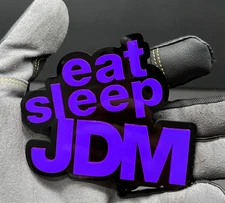 (2PC) "EAT SLEEP JDM" Emblems PURPLE 3D Acrylic Fender/Grill/Tailgate Badges