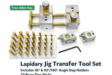 Lapidary Jig Transfer Tool Set + 22 Brass Dop Sticks | 45° & 90°/180° Faceting