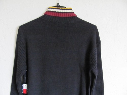 Tommy Hilfiger Knit Turtleneck Sweater-Navy with Detail Stripes-Crest-Size M-NWT - Picture 3 of 12