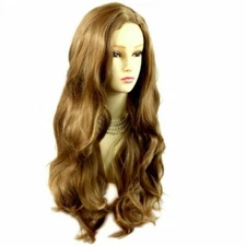 Women Lady Golden Brown Gold Long Wavy Curly Blonde Hair Wig Layered Synthetic