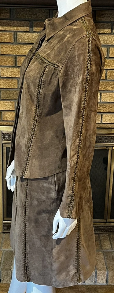 Костюм Lord & Taylor Id/entity коричневая замшевая юбка комплект из 2 предметов вязание крючком деталь размер 12 - Изображение 3 из 4