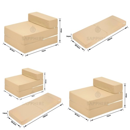 Deluxe Single Chair Bed Z Guest Fold Out Futon Sofa Chairbed Mattress