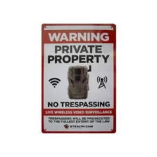Stealth Cam Ranch WARNING PRIVATE PROPERTY signs WIRELESS SURVEILLANCE NEW
