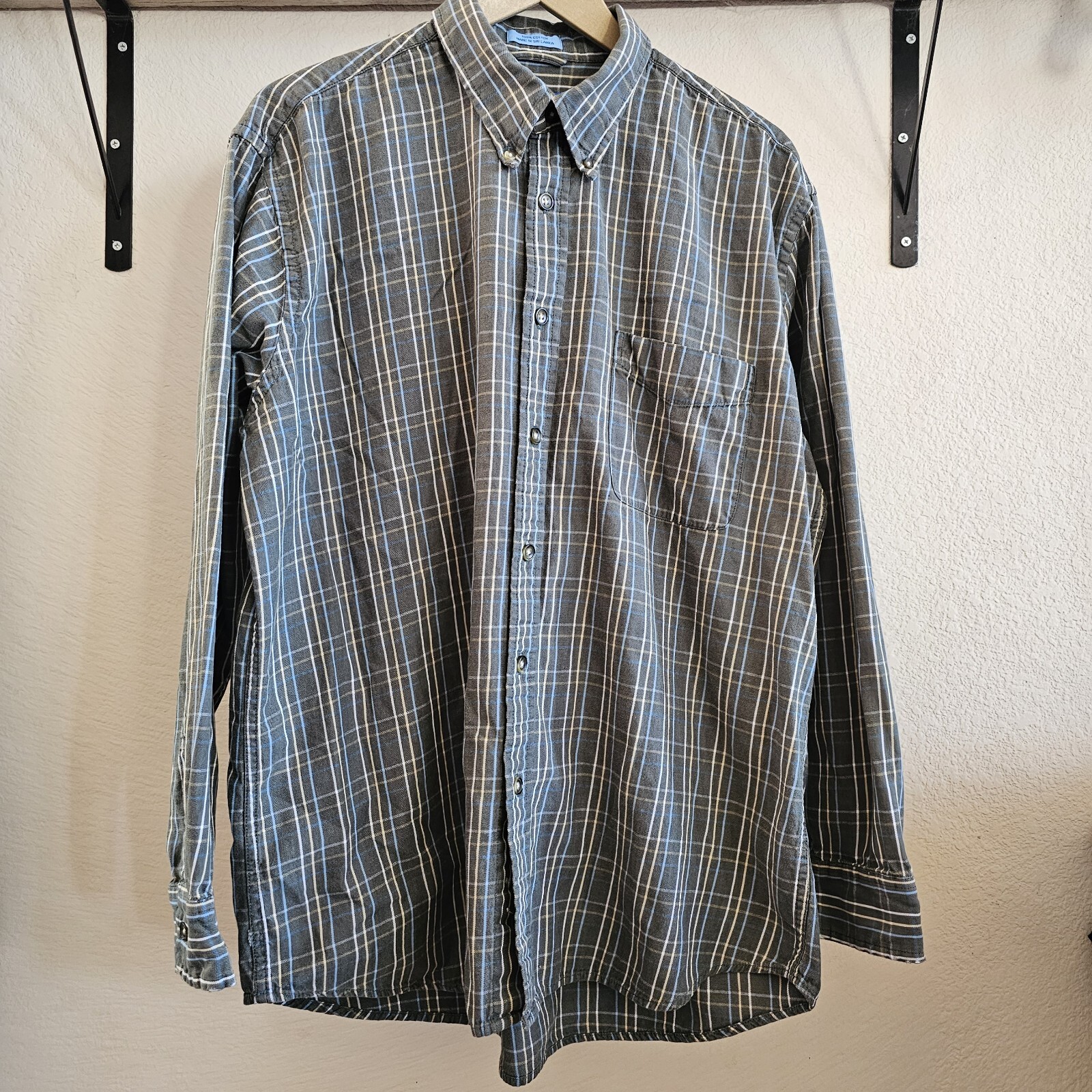 Camicia Savile Fila Uomo XL Verde Bottoni Manica Lunga Cotone Tasca