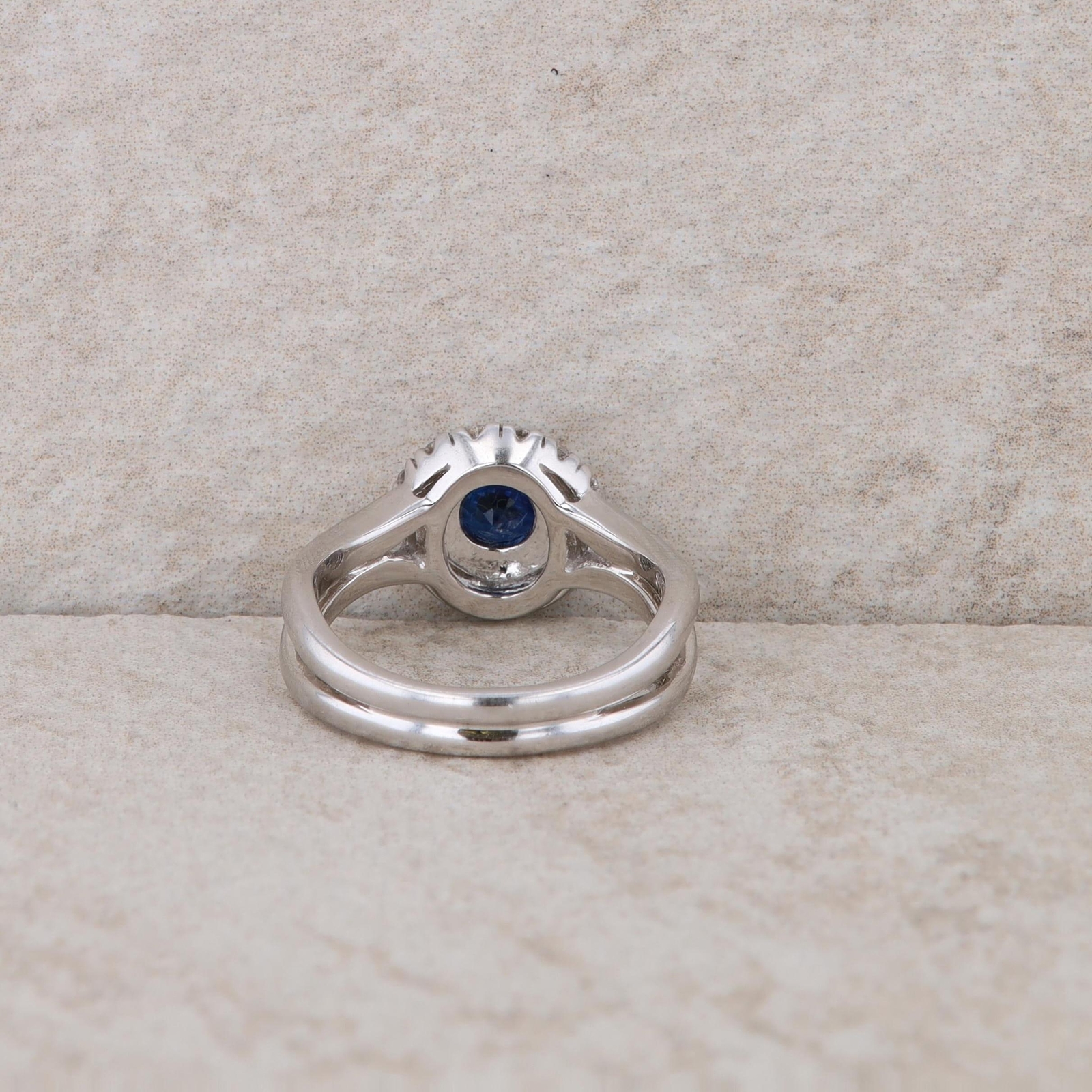 Spark 18k White Gold Diamond and Sapphire Double … - image 3