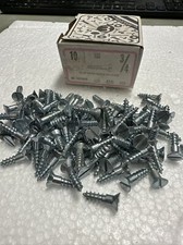 (Box of 100) #10 x 3/4" Slotted Flat Head Wood Screws Zinc Chromate