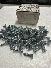 (Box of 100) #10 x 3/4" Slotted Flat Head Wood Screws Zinc Chromate