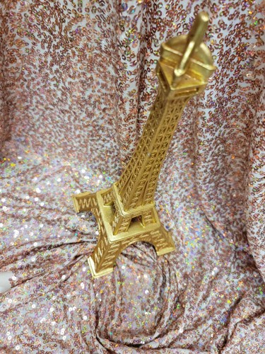 Iridescent Rose Gold Sequin Fabric by Yard Sequin  Jersey Knit Clothing Tableclo - Picture 3 of 10