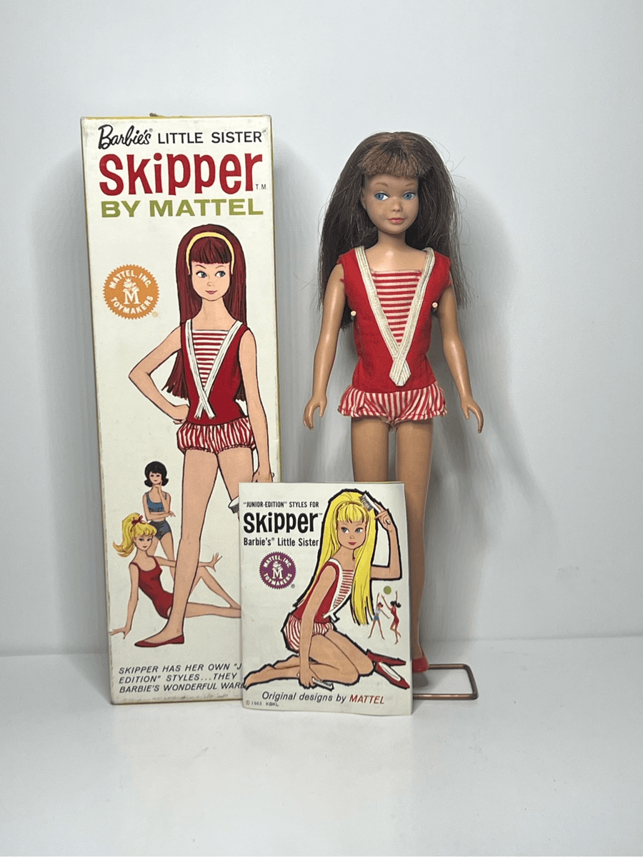 Vtg 1963 Brunette Skipper In Box W/ Original Clothing Shoes