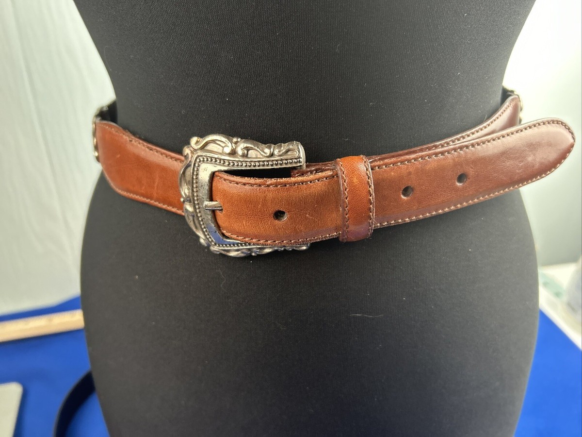 Women’s Stylish Brown Leather Belt by Fossil Fossil genuine leather brown western style belt... | Depop main image 4