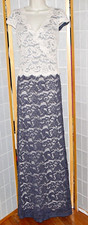 Adrianna Papell Ivory&Silver Gray Lace Mother of the Bride Wedding~Dress Sz. 6