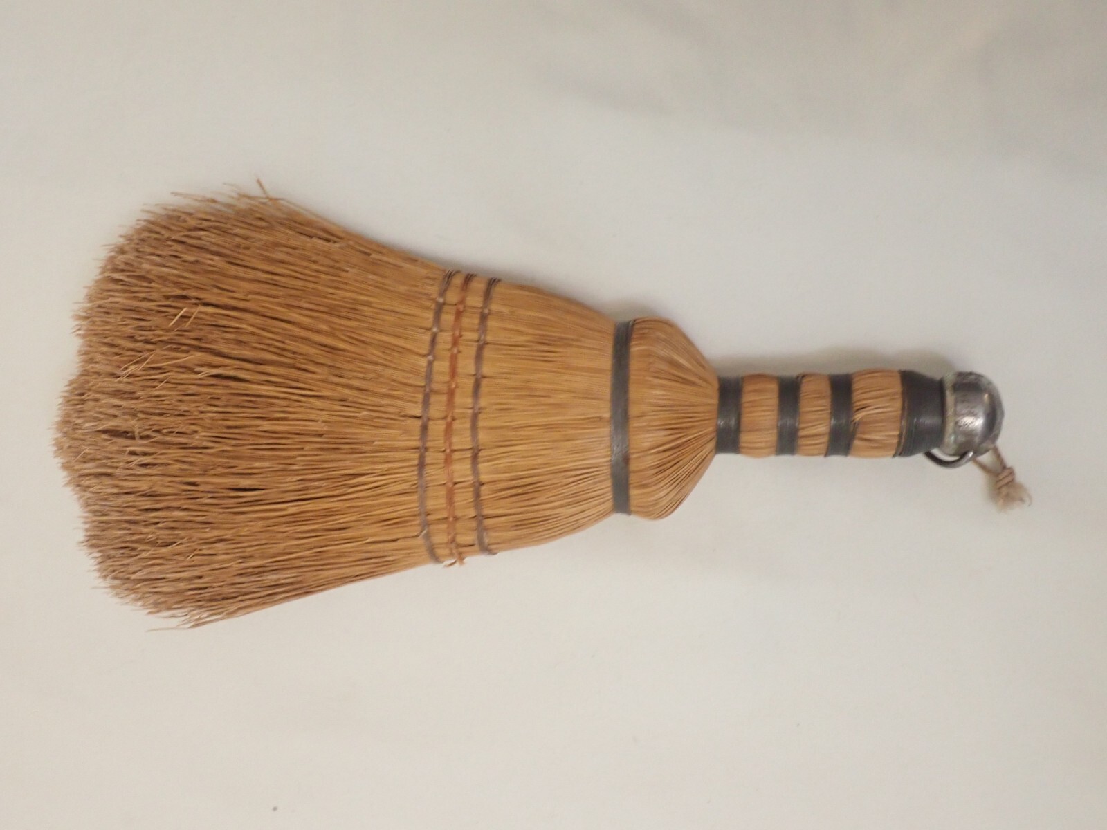 Antique Vintage Whisk Hand Broom with "Out for the Dust" Wall Mount