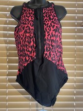 Aquagreen Swimsuit, One Piece, Black/pink Cheetah Print Size, 16W