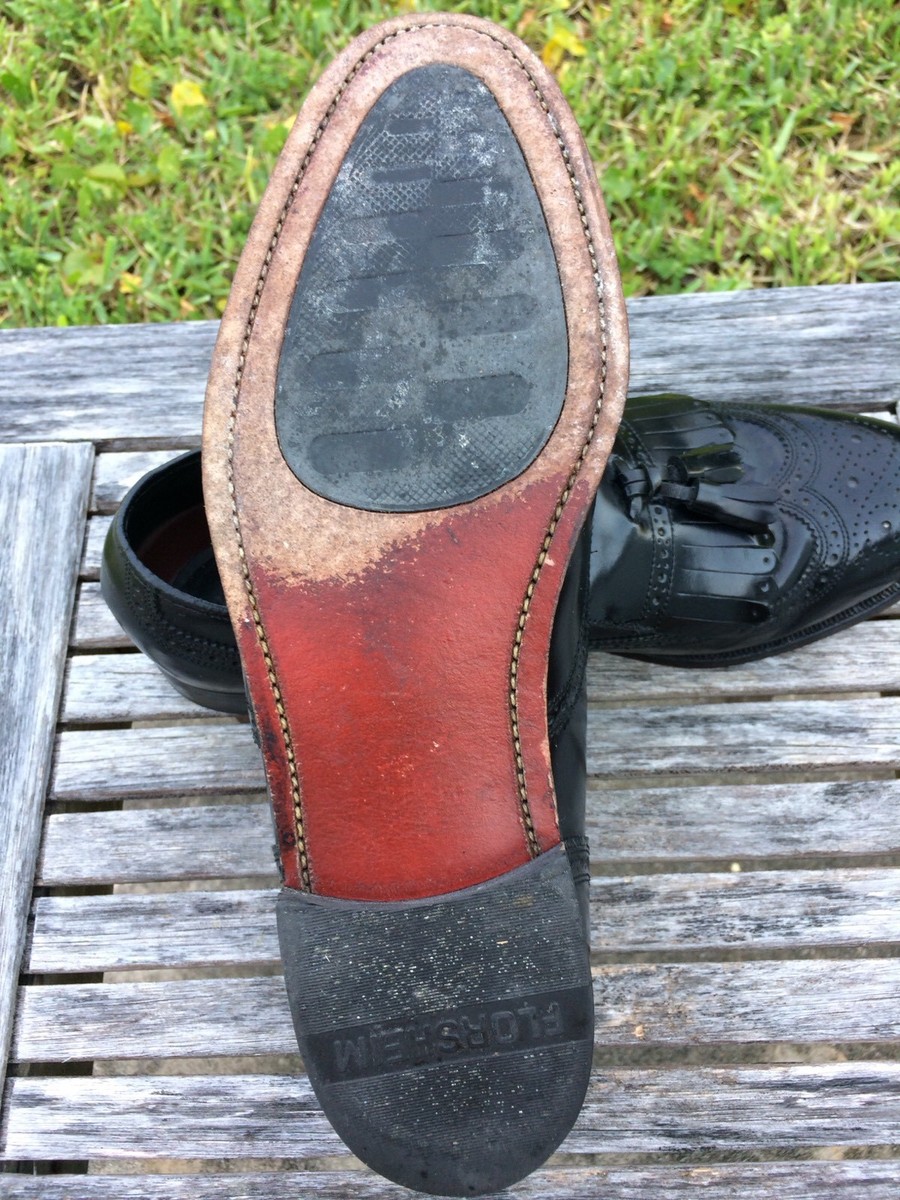 Florsheim Mens Sz 9.5 D Black Leather Wing Tip Loafers  display picture 1