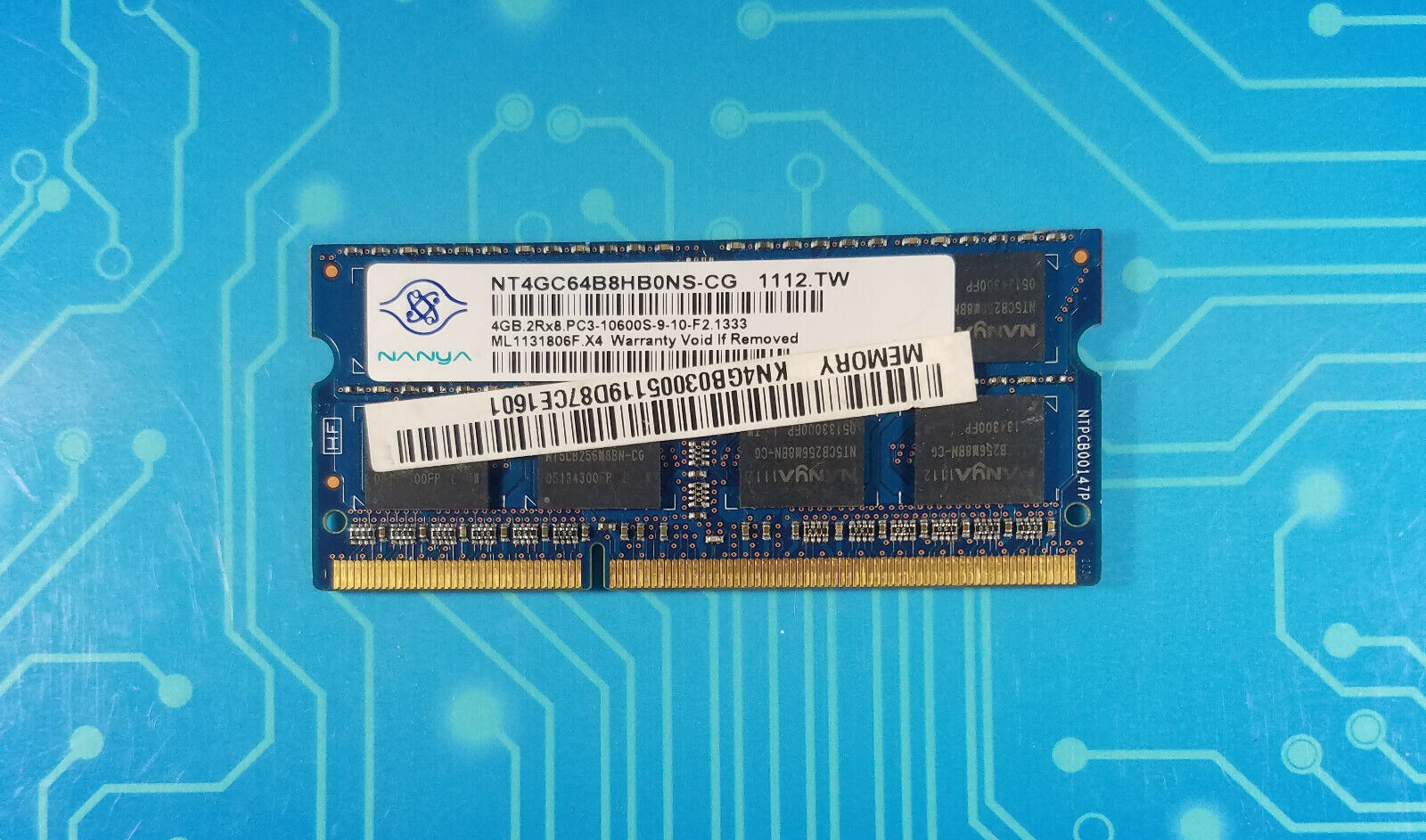 4GB PC3-10600s DDR3-1333MHz 2Rx8 Non-ECC Nanya NT4GC64B8HB0NS-CG