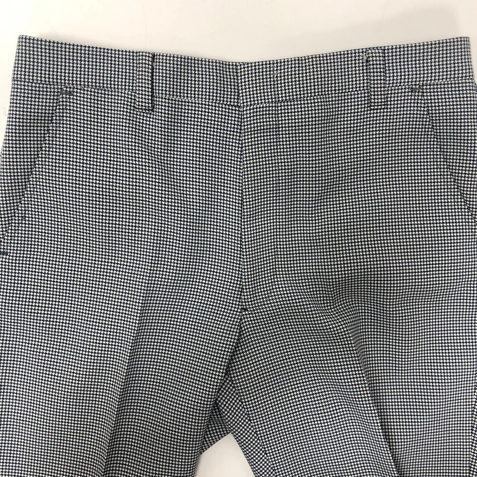 Vtg 70’s Men's MOD Blue White Houndstooth Check RETRO Bell Bottoms Golf Pants 34 - Image 4 of 4