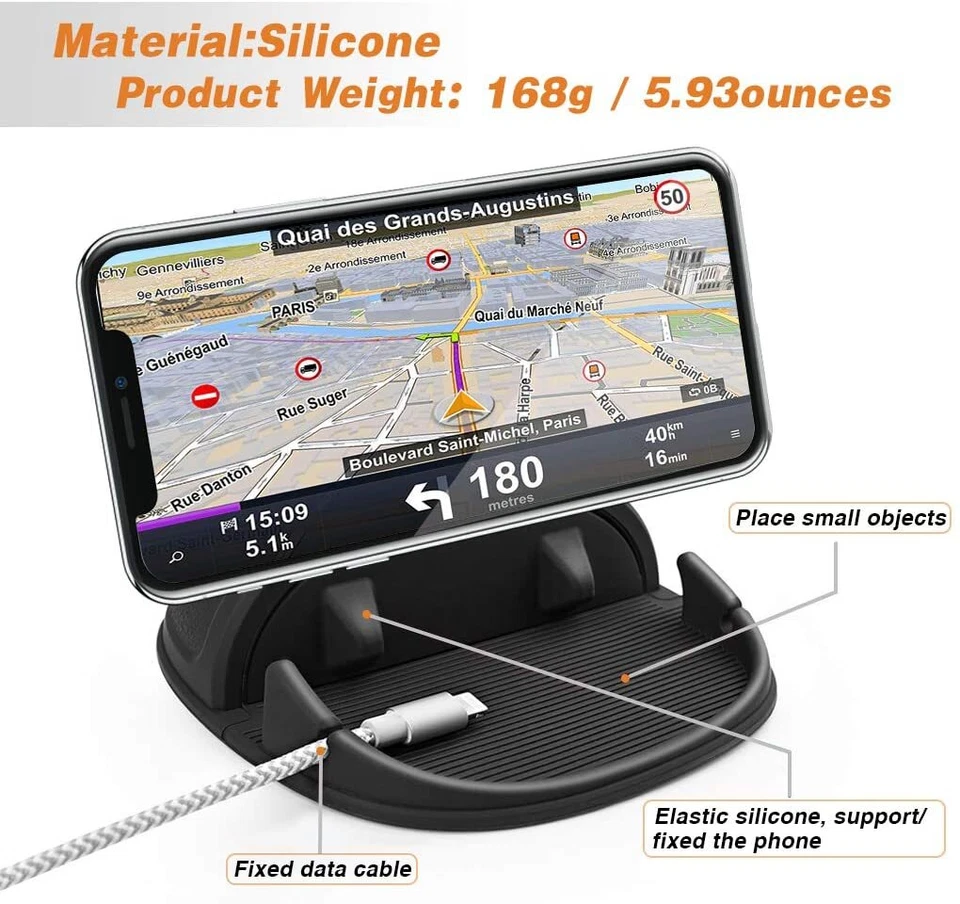 2 PACK Car Phone Holder, Anti-Slip Silicone Dashboard Pad. GPS, iPhone, Android - Image 2 of 4
