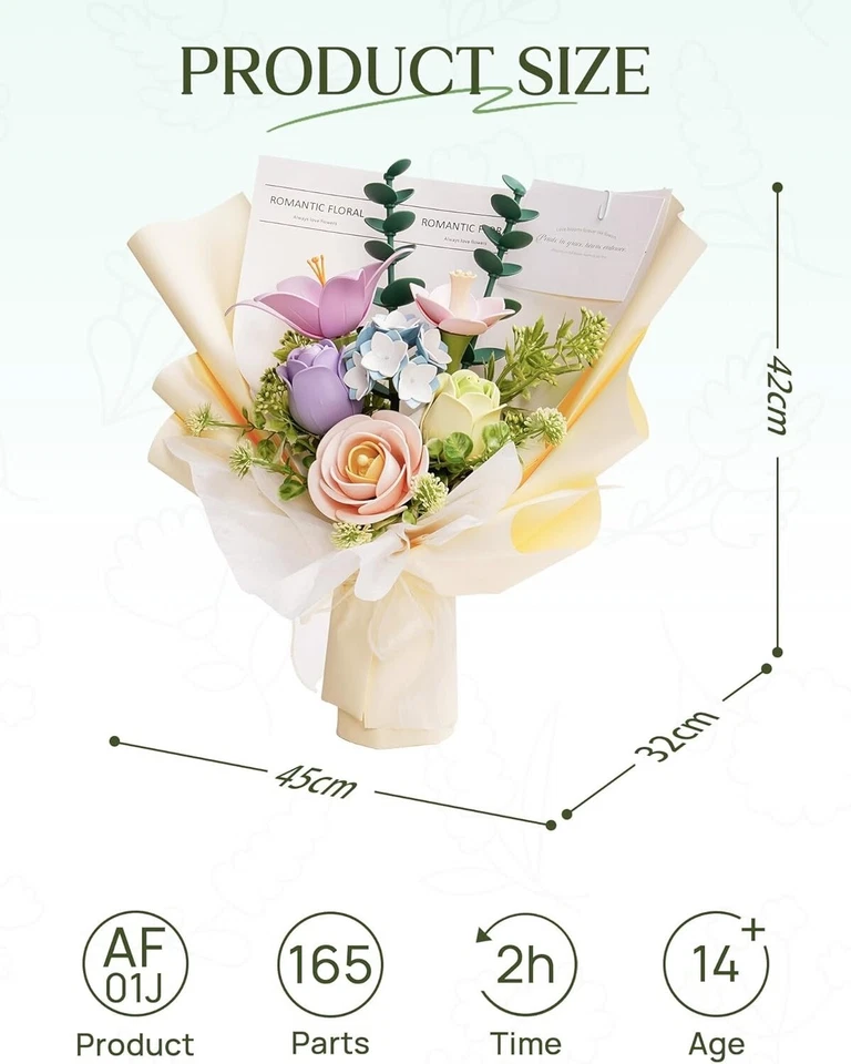 ROKR buquê primavera 3D quebra-cabeça flores faça você mesmo kit modelo de construção 3D decoração para casa - Imagem 3 de 4