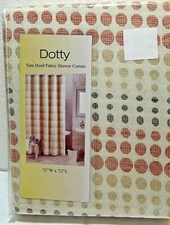 Kashi Home Dotty Yarn Dyed Fabric Shower Curtain New