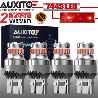 AUXITO 7443 7444 T20 LED Red Bright Brake Tail Light Parking Bulbs 2400LM 4PCS