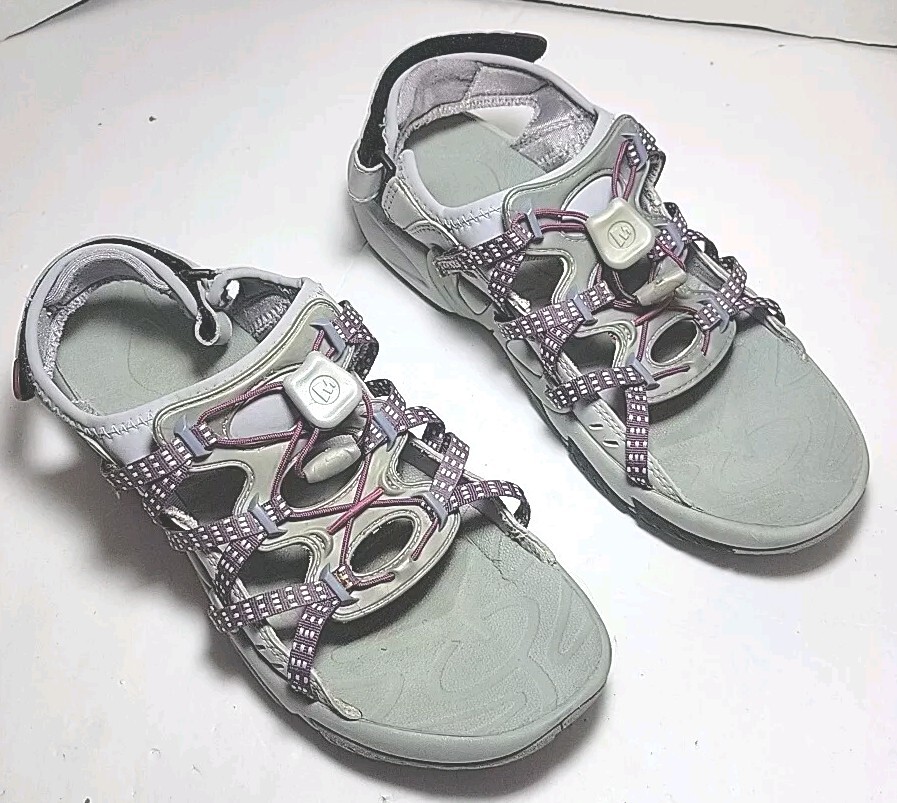 SANDALI MERRELL VIOLA SKELLY PUNTA APERTA CON LARGHEZZA E SCHIENA REGOLABILI TAGLIA 9M OTTIME CONDIZIONI