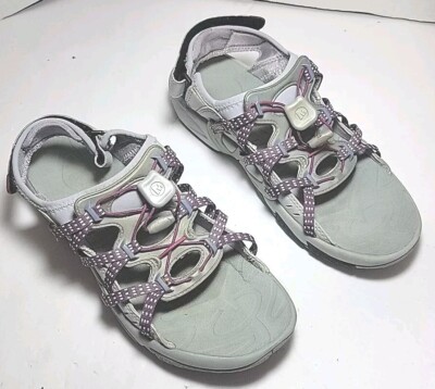 MERRELL PURPLE SKELLY OPEN TOE SANDALS W/ ADJUSTABLE WIDTH AND BACK SIZE 9M EUC