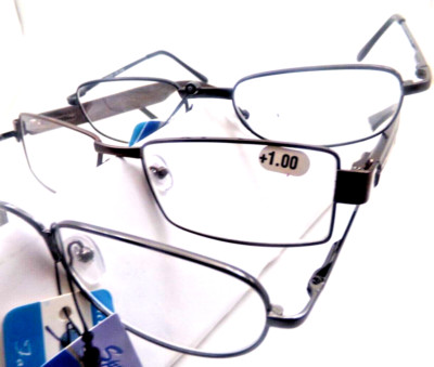 3 styles Reading Glasses  Spring temple fashion compact readers Power +1.0