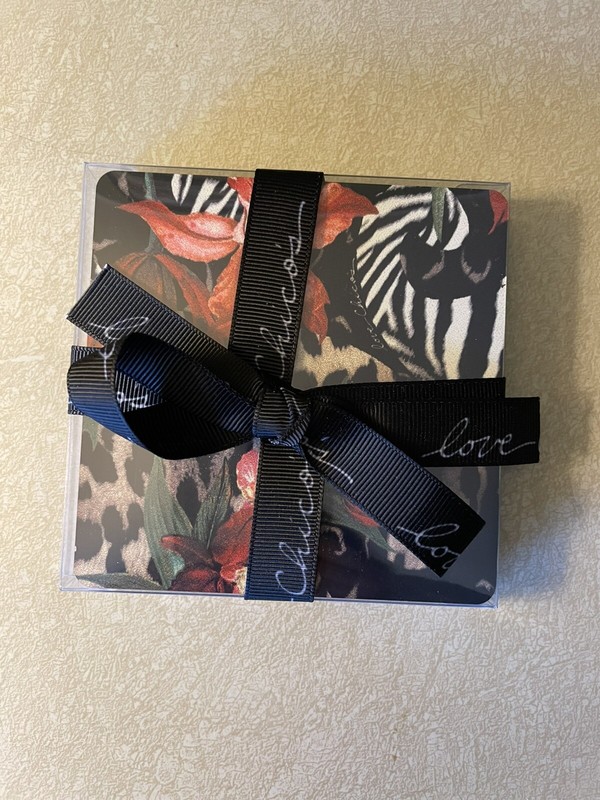 Chico's Coasters Love Unopened Brand New Mixed Print On Black