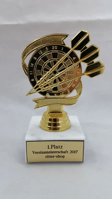 MARKENLOS RS-48 Dart - Figur Pokal Pokale, Trophäe inkl. Gravur-Schild NEU !!