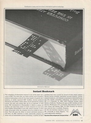 1963 System Development Corp. Print Ad ~ Information Retrieval ~ Vintage Tech