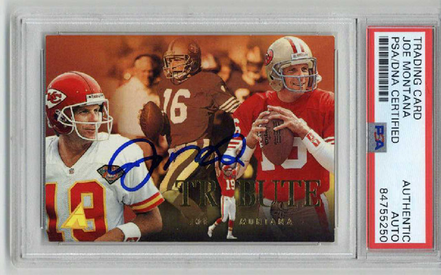 JOE MONTANA SIGNED AUTO 1995 PINNACLE TRIBUTE #193 SAN FRANCISCO 49ERS PSA/DNA
